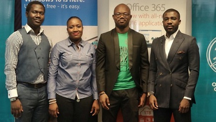 (L-r): Olusola Amusan, citizenship manager, Microsoft Nigeria; Adedamola Onasile, marketing specialist, Channels Consumer Group, Microsoft Nigeria; Opeyemi Tokoya, managing director, SociaLiga, and Dimeji Williams, CEO of SociaLiga at the partnership announcement held at the Microsoft Nigeria office in Lagos recently.